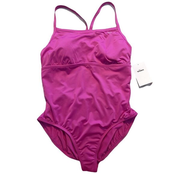 Nike HydraStrong Solid Poly Racer Back One Piece Swimsuit - Picture 1 of 4